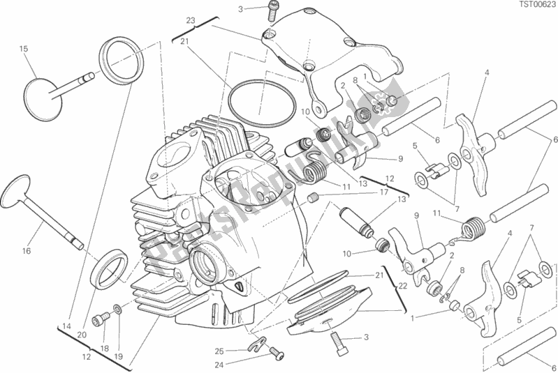 All parts for the Horizontal Head of the Ducati Scrambler 1100 Sport Thailand 2020